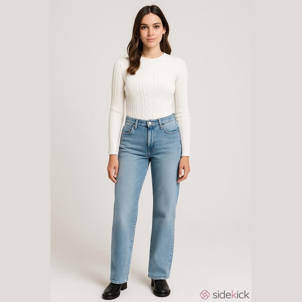 Hudson NWT Women's Mid-Rise Straight-Leg Jeans Size 10 Blue Denim